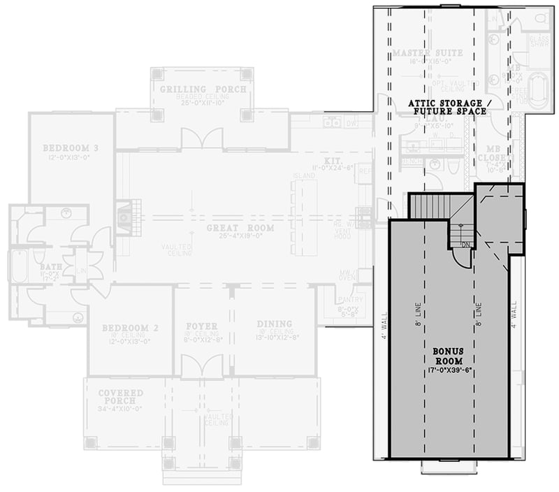 Plan 70801MK: 3-Bed Country Craftsman Home Plan with Large Bonus Room Above 3-Car Garage - Floor Plan - 2nd Floor - Country, Craftsman, Mountain, New American