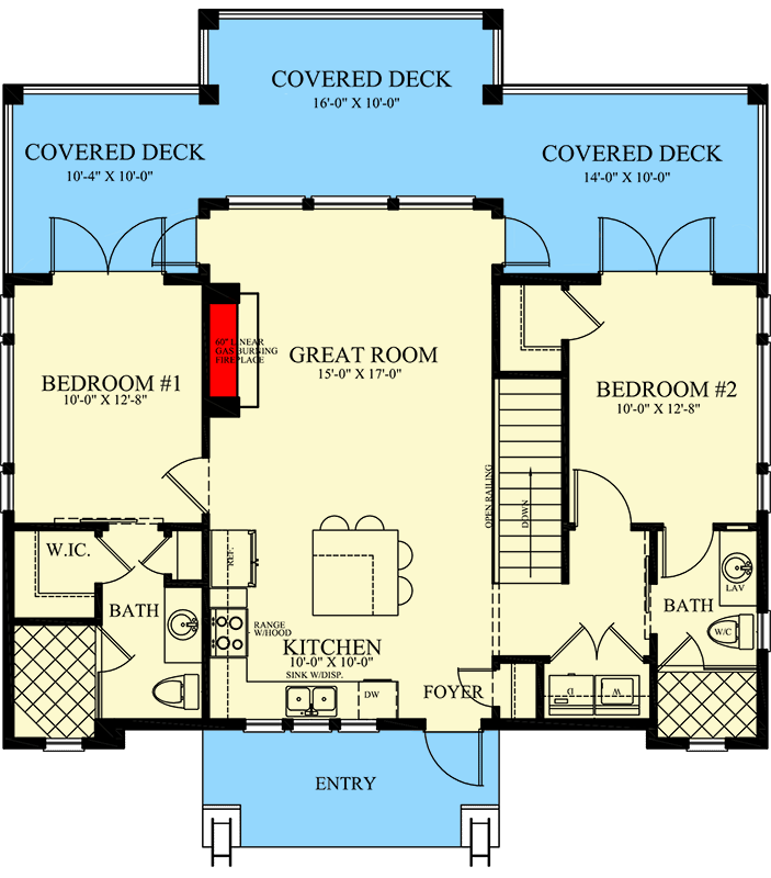Plan 24125BG: Modern Home Plan Designed with a Rear Sloping Lot in Mind - Floor Plan - Main Level - Contemporary, Mid Century Modern, Modern, Mountain, Northwest