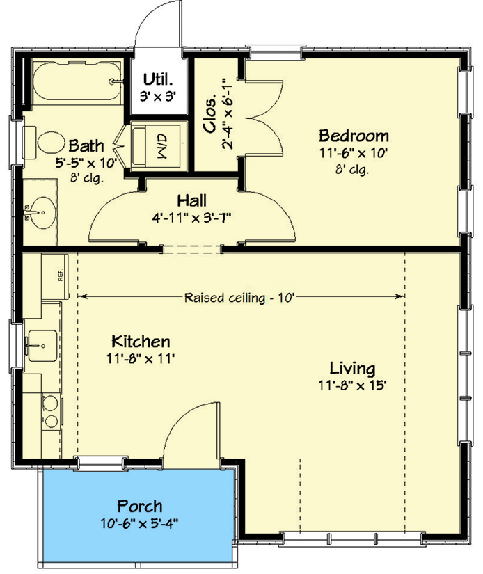 Plan 560005TCD: Small House Plan with Open Layout - Floor Plan - Main Level - Cottage, Country, Traditional, Vacation