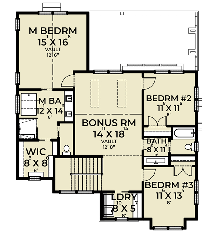 Plan 280134JWD: European Craftsman House Plan with Den and Covered Porch - Floor Plan - 2nd Floor - Craftsman, European, Transitional