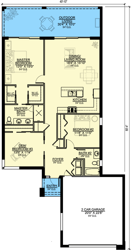 Plan 65637BS: Contemporary Coastal House Plan with a 2-Car Garage - Floor Plan - Main Level - Coastal, Contemporary, Florida-Style, Modern