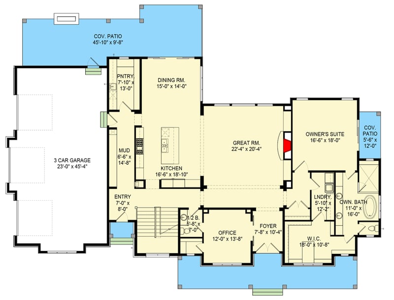 Plan 290160IY: Modern Farmhouse Plan with Optionally Finished Walkout Basement - Floor Plan - Main Level - Country, Farmhouse, Modern Farmhouse