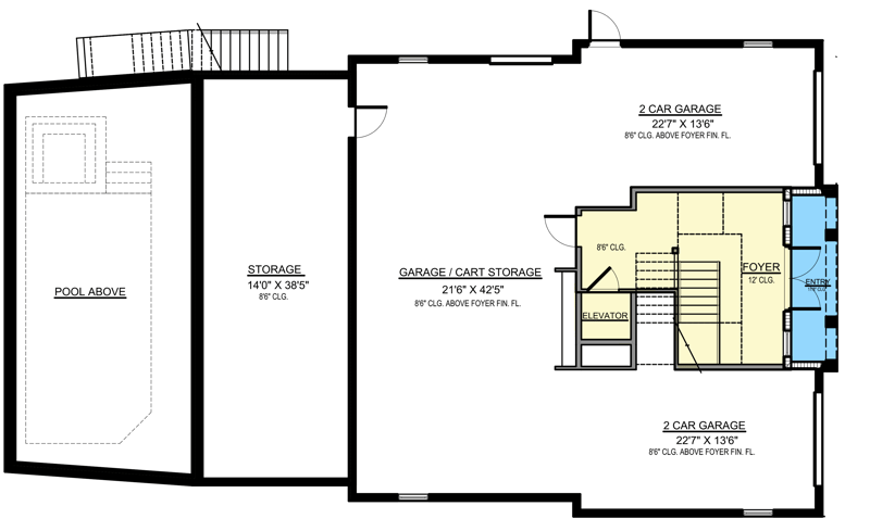 Plan 65653BS: Coastal Contemporary House Plan with Front and Back Balconies - 3741 Sq Ft - Floor Plan - Main Level/Ground Level - Coastal, Coastal Contemporary, Contemporary, European, Florida-Style, Transitional
