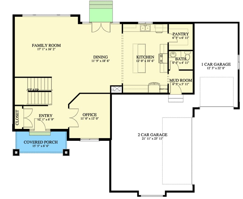 Plan 61384UT: Exclusive Northwest Home Plan with Home Office and Optional Lower Level - Floor Plan - Main Level - Country, Craftsman, Northwest, Traditional