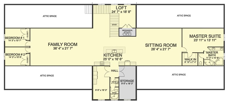 Plan 61208UT: 5-Car Garage with 3-Bed Apartment in a Split Bedroom Layout Above - Floor Plan - 2nd Floor - Carriage, Traditional