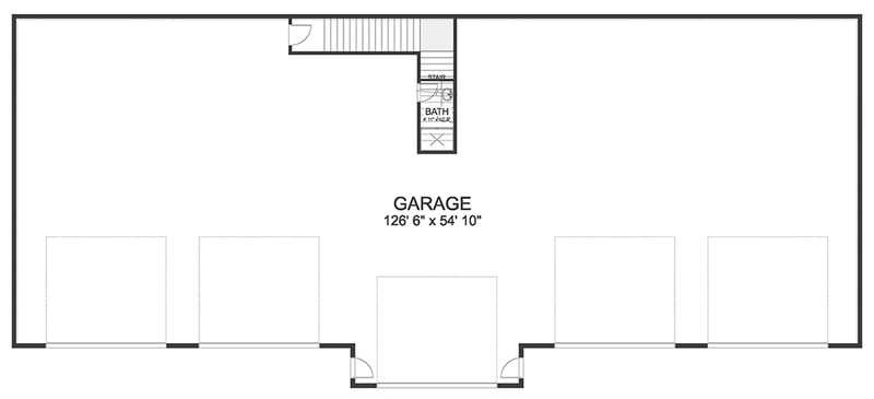 Plan 61208UT: 5-Car Garage with 3-Bed Apartment in a Split Bedroom Layout Above - Floor Plan - Main Level - Carriage, Traditional