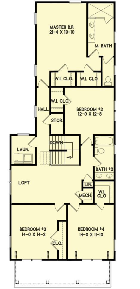 Plan 31590GF: 4-Bed Country Craftsman Plan with Open Concept Living Space - Floor Plan - 2nd Floor - Country, Craftsman, New American