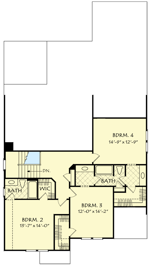 Plan 710387BTZ: 4-Bed House Plan with Classic Tudor Details - Floor Plan - 2nd Floor - Country, European, Southern, Tudor