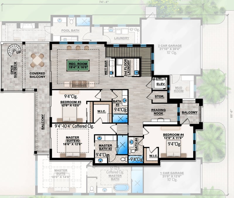 Plan 86094BW: Contemporary Coastal Home Plan with Main-floor Master Bedroom - Floor Plan - 2nd Floor - Coastal, Contemporary, European, Florida-Style, Transitional
