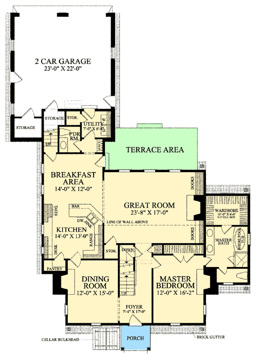 Plan 32517WP: Over-Sized Great Room - Floor Plan - Main Level - Cape Cod, Country, Traditional