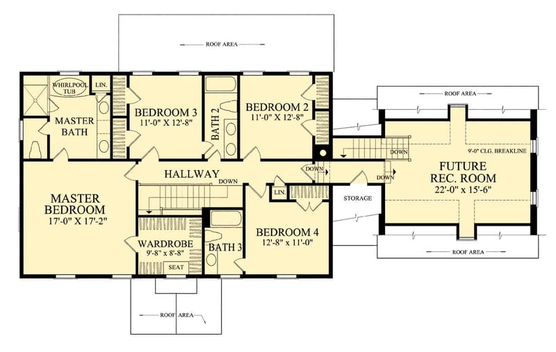 Plan 32518WP: Attractive Colonial Home Plan - Floor Plan - 2nd Floor - Colonial, Traditional