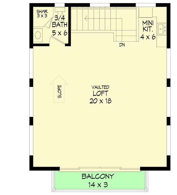 Plan 68769VR: Versatile Modern ADU House Plan  - Floor Plan - 2nd Floor - Carriage, Contemporary, Modern, Mountain, Vacation