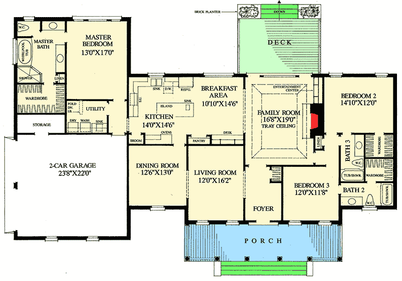 Plan 32539WP: Lovely Southern Home Plan - Floor Plan - Main Level - Country, Southern