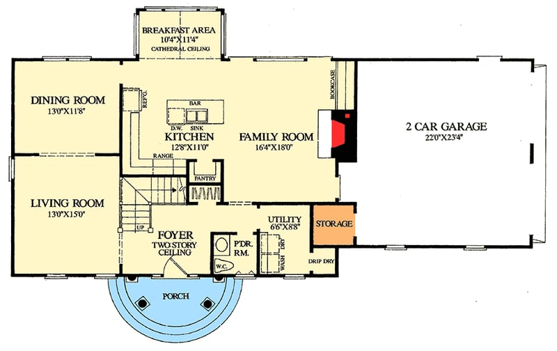 Plan 32559WP: Stately Colonial Home Plan - Floor Plan - Main Level - Colonial, Southern, Traditional