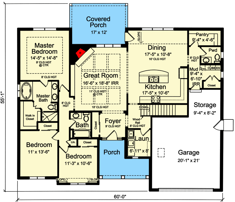 Plan 39308ST: One Level Home Plan with Brick and Stone Exterior and 2 Fireplaces - Floor Plan - Main Level - Country, Traditional