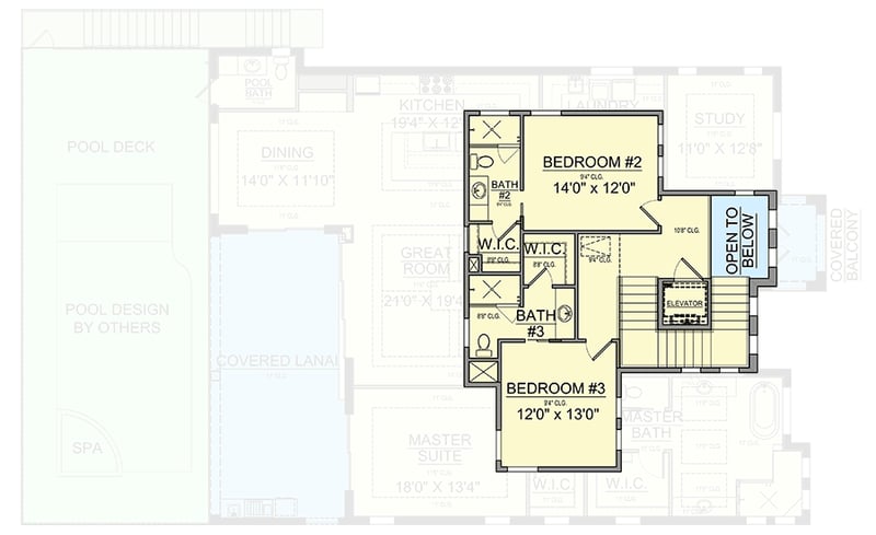 Plan 65683BS: Stucco-clad Beach Home Plan with Pool Concept - Floor Plan - 2nd Floor - Coastal, European, Florida-Style, Mediterranean, Southern, Transitional