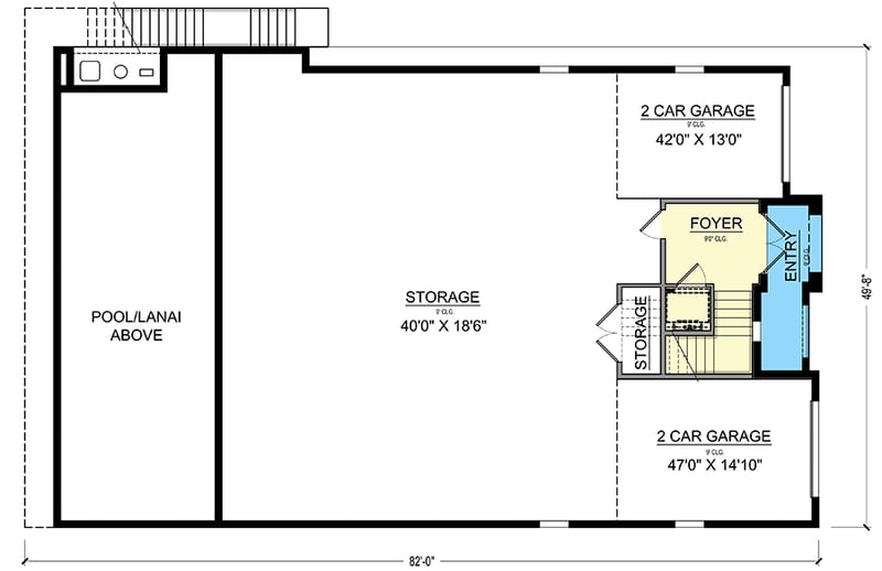 Plan 65683BS: Stucco-clad Beach Home Plan with Pool Concept - Floor Plan - Ground Level - Coastal, European, Florida-Style, Mediterranean, Southern, Transitional