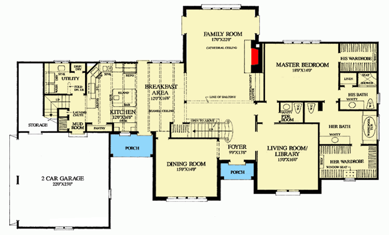 Plan 32577WP: Distinctive Tudor Home Plan - Floor Plan - Main Level - European, French Country, Tudor
