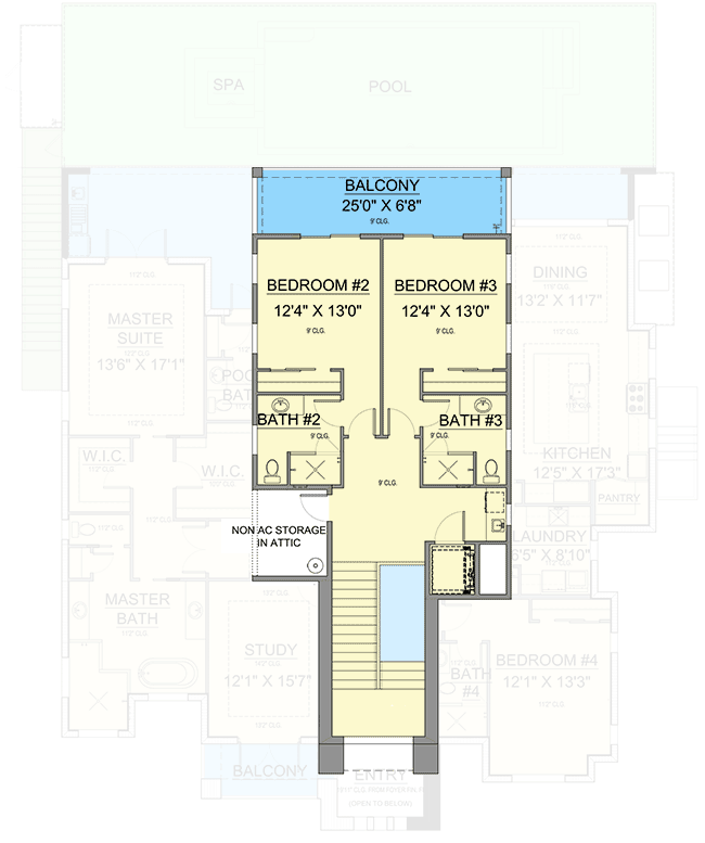 Plan 65687BS: Mediterranean-style Southern Home Plan with Ample Storage and Indoor Outdoor Living - Floor Plan - 2nd Floor - Coastal, European, Florida-Style, Mediterranean, Southern, Transitional