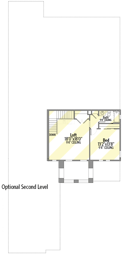 Plan 65688BS: Coastal Transitional Home Plan with Second-level Loft - Floor Plan - Optional Second Floor  - Coastal, European, Florida-Style, Mediterranean, Southern, Transitional