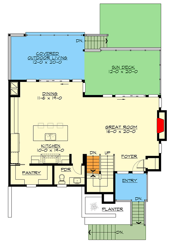 Plan 23886JD: Modern Northwest Home Plan with Sun Deck - Floor Plan - Main Level - Modern, Northwest