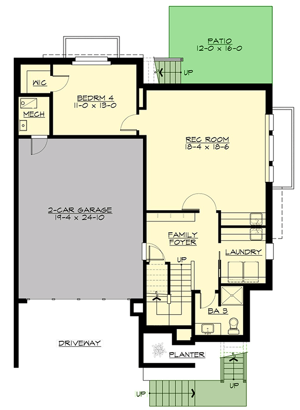Plan 23886JD: Modern Northwest Home Plan with Sun Deck - Floor Plan - Lower Level - Modern, Northwest