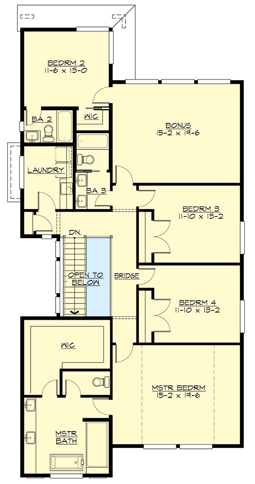 Plan 23888JD: Contemporary Home Plan with Den and Covered Porch - Floor Plan - 2nd Floor - Contemporary, Modern, Northwest