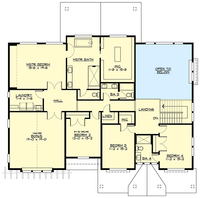 Plan 23894JD: Modern Farmhouse Plan with Open-Concept Living Area and Bonus Room - Floor Plan - 2nd Floor - Country, Craftsman, Farmhouse, Modern Farmhouse, New American, Northwest, Traditional