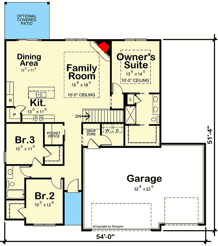Plan 42681DB: Progressive 3-Bed House Plan with 3-Car Garage - 1603 Sq Ft - Floor Plan - Main Level - Country, Craftsman, New American, Ranch