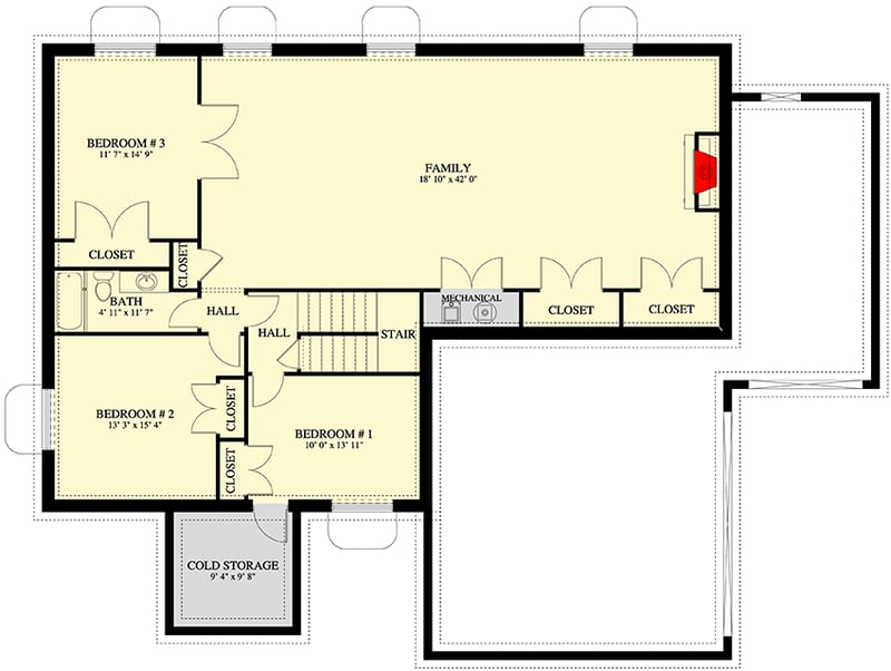 Plan 61387UT: Stone and Stucco-Clad House Plan with Home Office - Floor Plan - Lower Level - European, Mediterranean