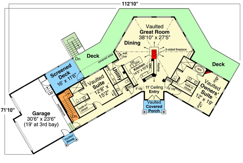 Plan 72277DA: Hillside House Plan with Walkout Lower Level - Floor Plan - Main Level - Contemporary, Mountain, Traditional