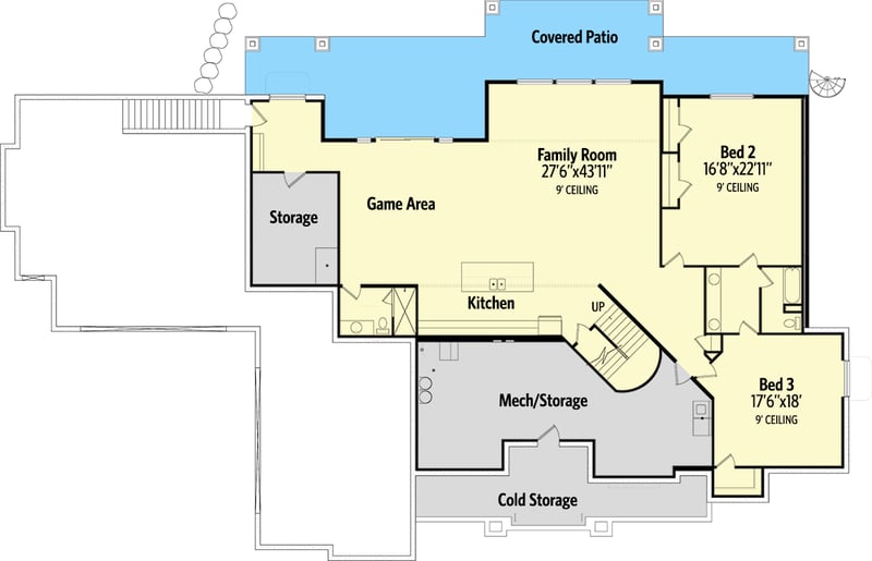 Plan 849003PGE: Spacious Mountain Home Plan with Exercise Room off Primary Bedroom - Floor Plan - Lower Level - European, Traditional