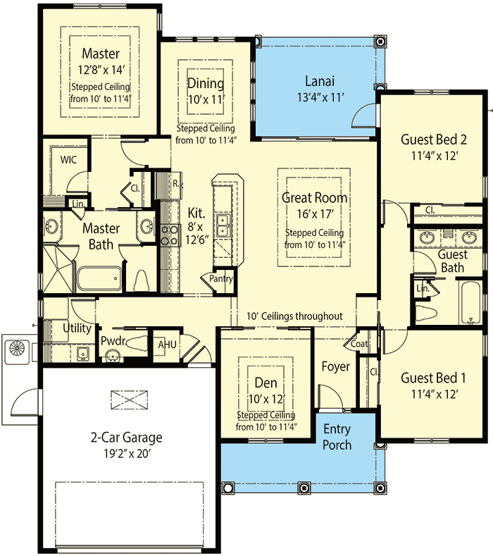 Plan 33007ZR: 3 Bed Super Energy Efficient House Plan - Floor Plan - Main Level - European, French Country, Ranch