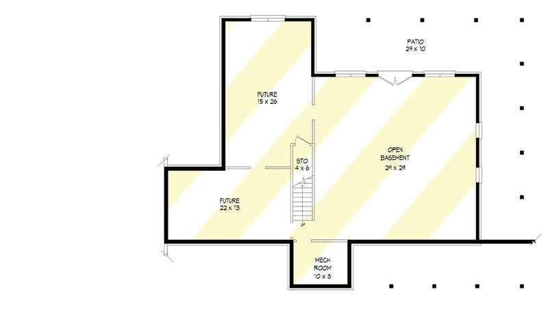 Plan 68834VR: Mountain Farmhouse with 2 Master Suites and a Wraparound Porch - Floor Plan - Basement - Country, Farmhouse, Modern Farmhouse, Mountain, New American, Traditional
