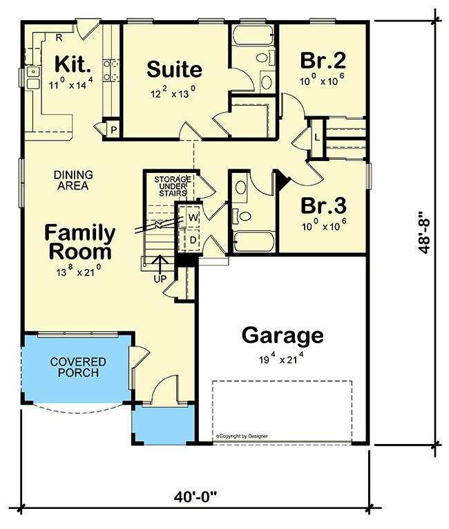 Plan 42695DB: Transitional House Plan with Two Upstairs Layouts - Floor Plan - Main Level - European, New American, Transitional, Tudor