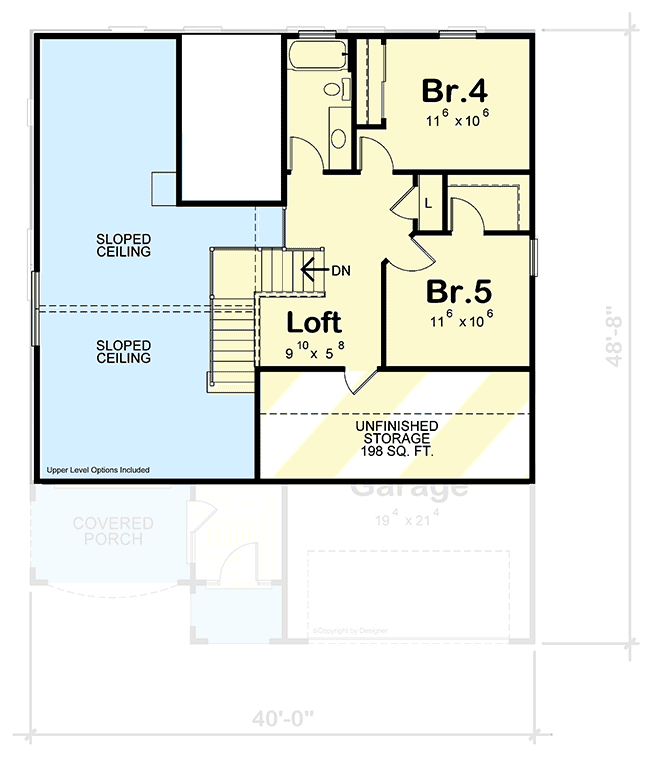 Plan 42695DB: Transitional House Plan with Two Upstairs Layouts - Floor Plan - Optional 2nd Floor with Loft (included with plans) - European, New American, Transitional, Tudor