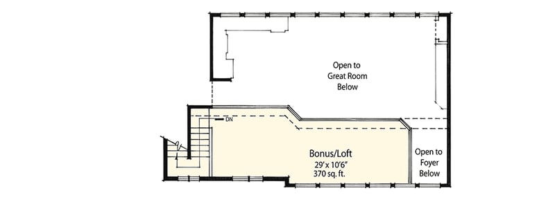 Plan 33084ZRX: 3 Bed 2 Bath House Plan 1.5 Stories of Living Space and a Light-Filled Loft - 1950 Sq Ft - Floor Plan - 2nd Floor - Southern