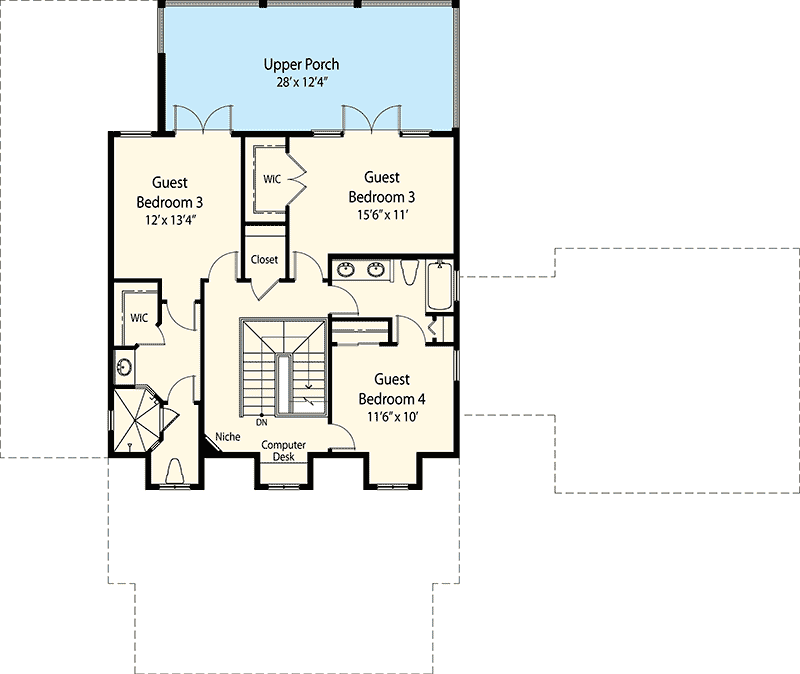 Plan 33092ZRX: Contemporary Mediterranean Home Plan with 4 or 5 Bedrooms - Floor Plan - 2nd Floor - European, Mediterranean, Spanish