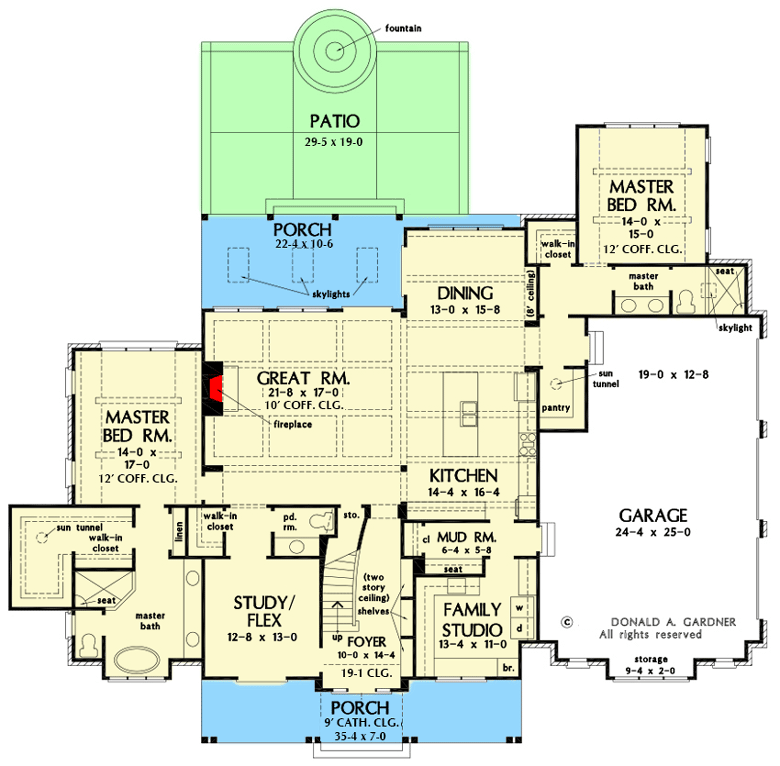 Plan 444033GDN: Modern Farmhouse Plan with Two Master Suites - 4164 Sq Ft - Floor Plan - Main Level - Country, Farmhouse, Modern Farmhouse, New American, Traditional