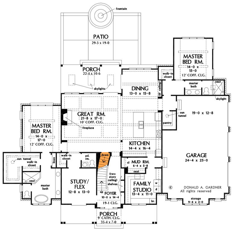 Plan 444033GDN: Modern Farmhouse Plan with Two Master Suites - 4164 Sq Ft - Floor Plan - Basement Option - Country, Farmhouse, Modern Farmhouse, New American, Traditional