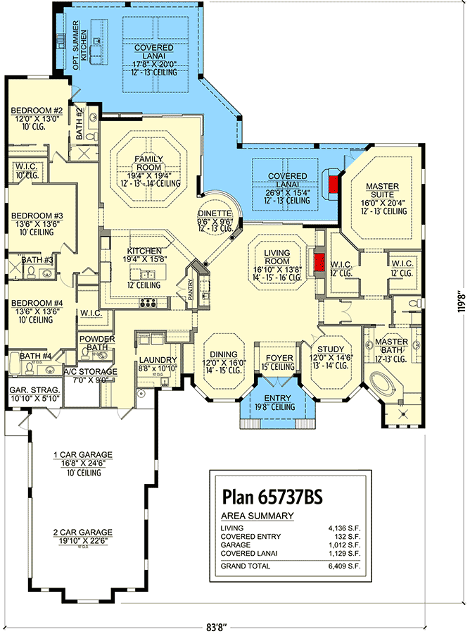 Plan 65737BS: New Mediterranean-style House Plan with 3-Car Side-entry Garage - Floor Plan - Main Level - Coastal, European, Florida-Style, Mediterranean, Transitional