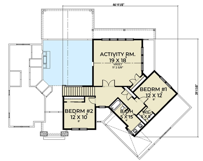 Plan 280145JWD: Transitional 3-Bedroom Modern Farmhouse with 2-Car Angled Garage - Floor Plan - 2nd Floor - Craftsman, Modern Farmhouse, New American, Northwest, Transitional