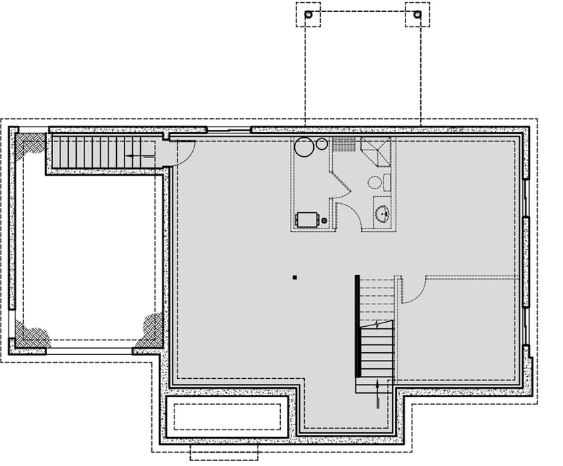 Plan 22613DR: New American Farmhouse with Home Office and a Large Upstairs Laundry Room - Floor Plan - Lower Level