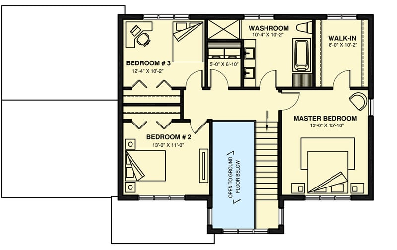 Plan 22613DR: New American Farmhouse with Home Office and a Large Upstairs Laundry Room - Floor Plan - 2nd Floor