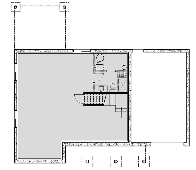 Plan 22614DR: Attractive Country Farmhouse with an Open Floor Plan and a 1-Car Garage - Floor Plan - Lower Level - Country, Farmhouse, Modern Farmhouse, New American, Traditional