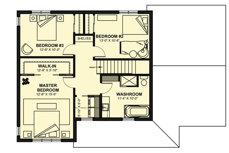 Plan 22614DR: Attractive Country Farmhouse with an Open Floor Plan and a 1-Car Garage - Floor Plan - 2nd Floor - Country, Farmhouse, Modern Farmhouse, New American, Traditional