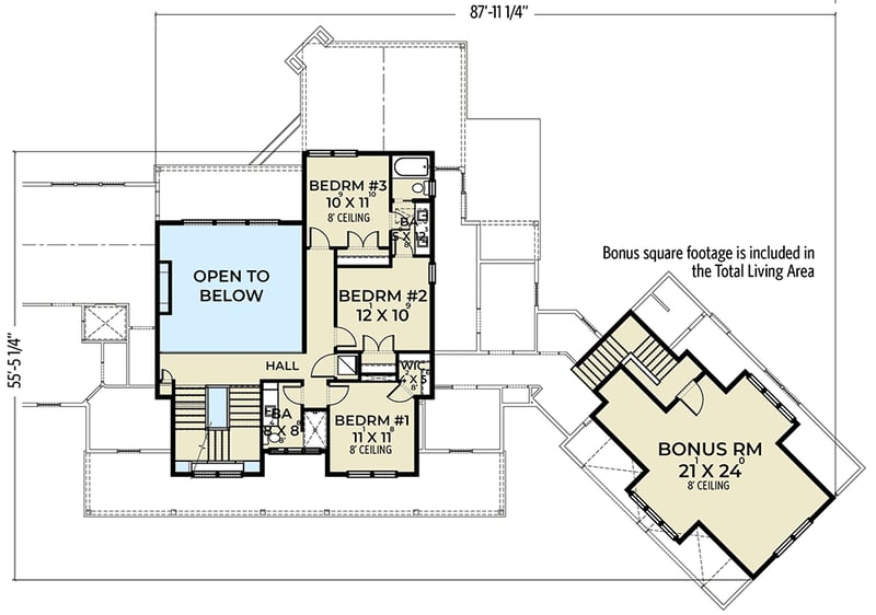Plan 280147JWD: Modern Farmhouse with 2-Car Angled Garage and Vaulted Rear Porch - Floor Plan - 2nd Floor - Country, Farmhouse, Modern Farmhouse, New American