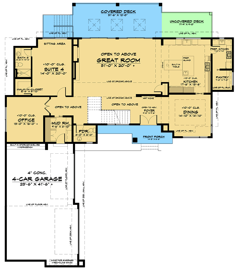 Plan 666130RAF: Spacious Modern House Plan for Sloping Lot - Floor Plan - Main Level - Contemporary, Modern, Northwest