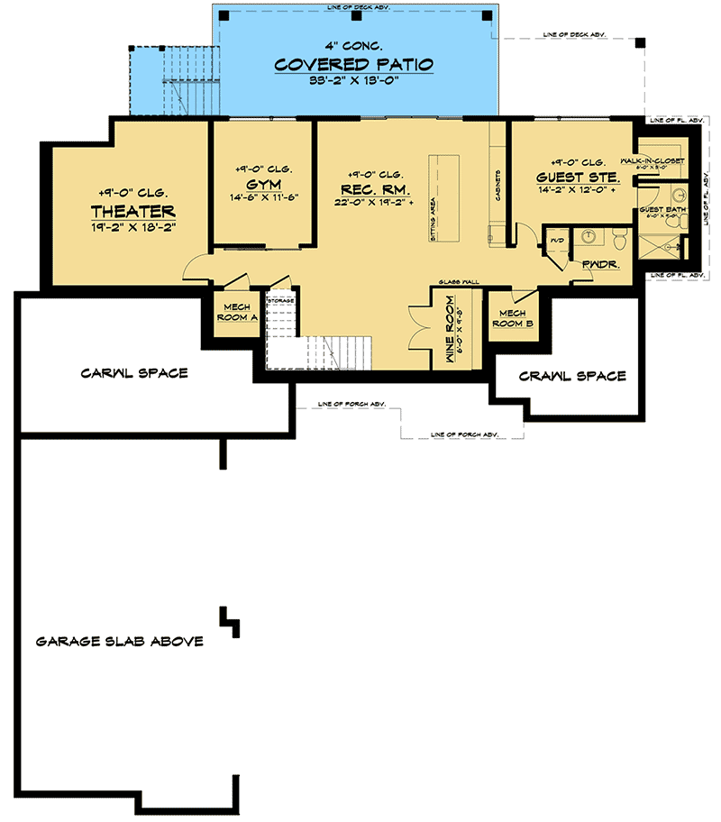 Plan 666130RAF: Spacious Modern House Plan for Sloping Lot - Floor Plan - Lower Level - Contemporary, Modern, Northwest