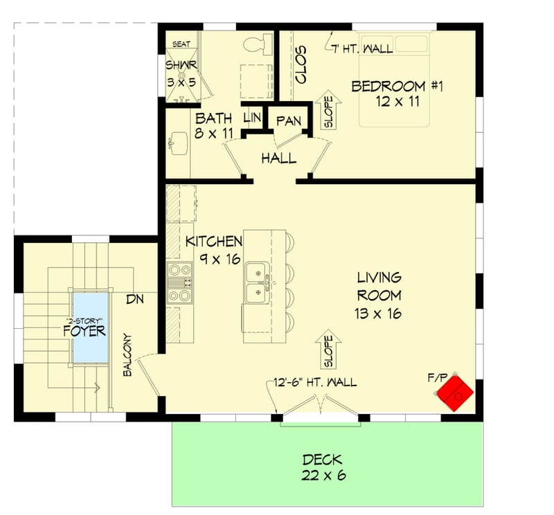 Plan 68854VR: Natural Light-Filled Mountain Home Plan with Drive-under Garage - Floor Plan - Main Floor - Contemporary, Mid Century Modern, Modern, Mountain